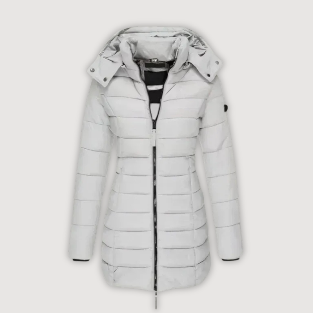 Gray longline puffer coat