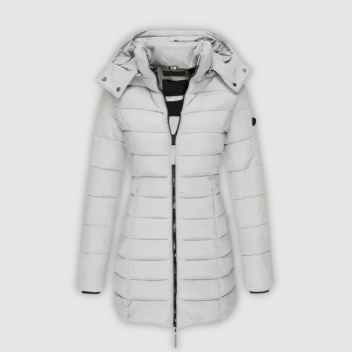Gray longline puffer coat