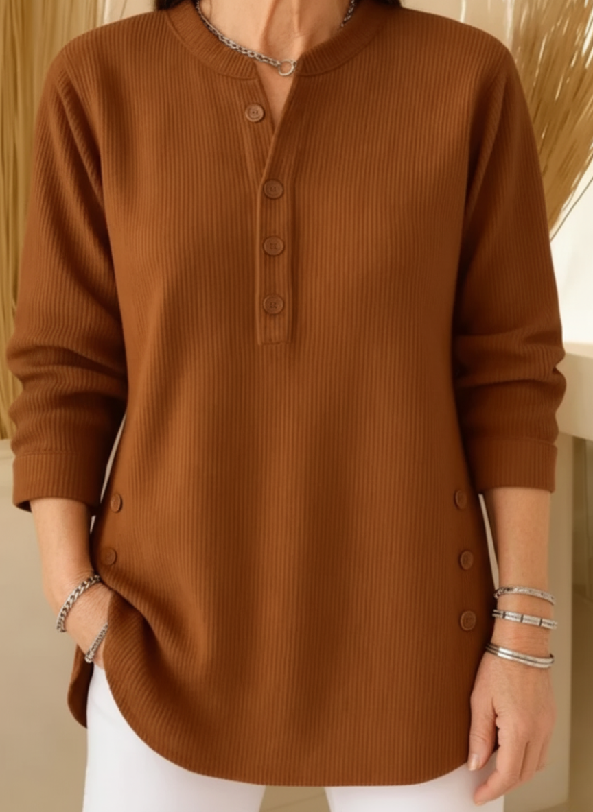 Élise™ – Plain long-sleeved knit sweater