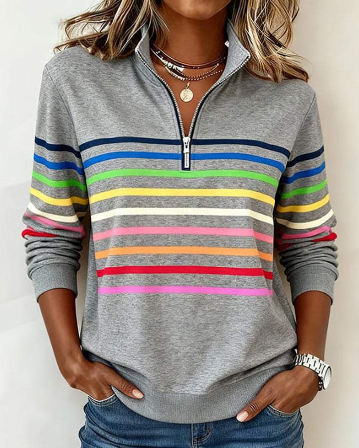 Vienna – Rainbow Striped Zip Sweatshirt