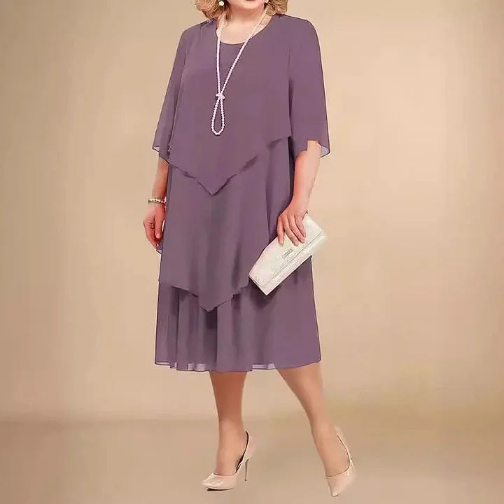 Leva - Elegant Chiffon Dress With Irregular Layers