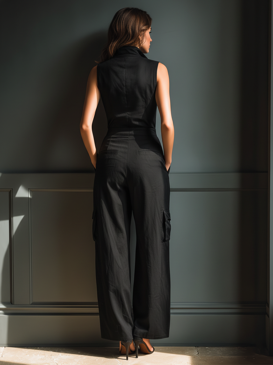 Juliette – Sleeveless Cotton-Linen Blend Jumpsuit