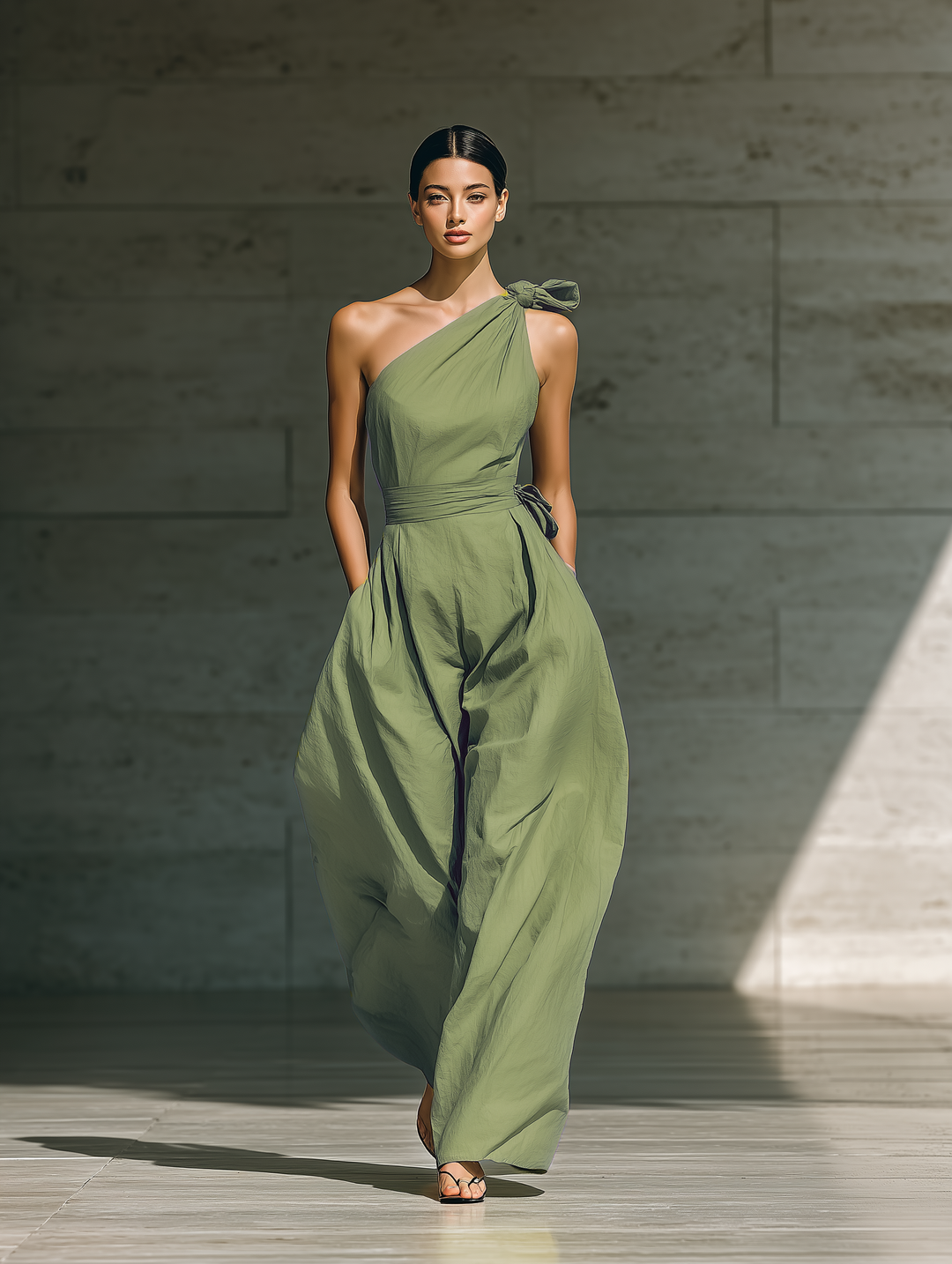 Léa – One-Shoulder Cotton-Linen Blend Relaxed Jumpsuit