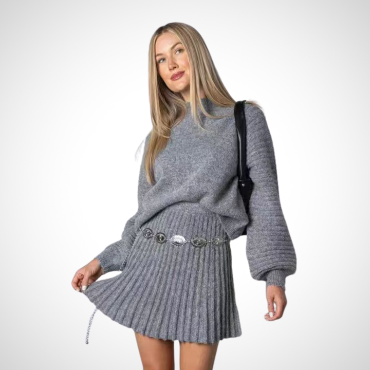 Light Gray ribbed knit two-piece set