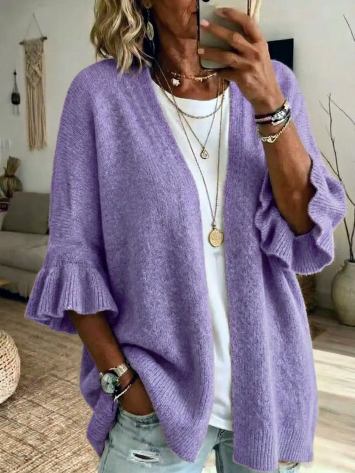Elena | Stylish Knit Cardigan with Ruffled Sleeves