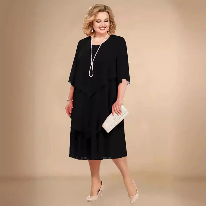 Leva - Elegant Chiffon Dress With Irregular Layers