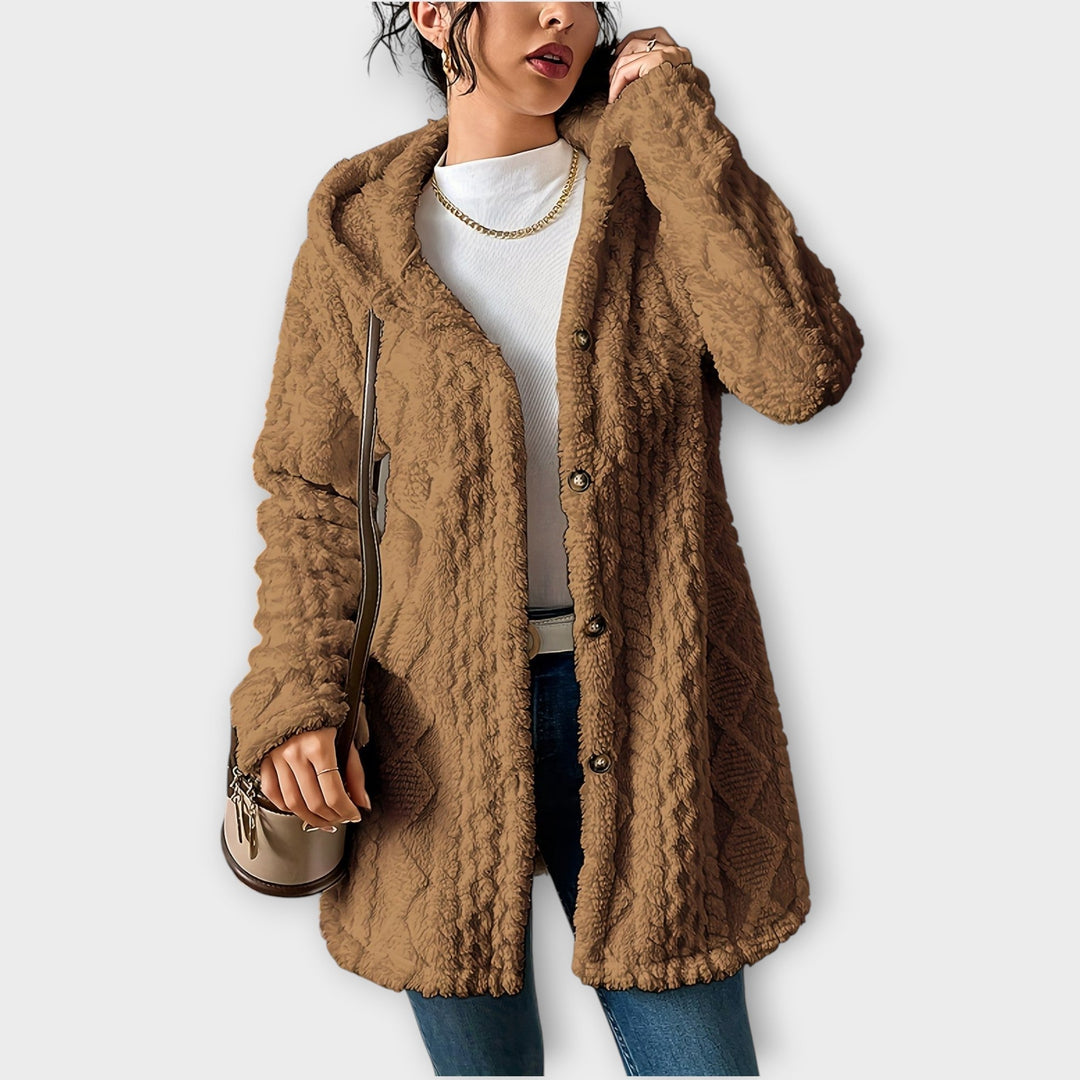 Brown textured hooded jacket