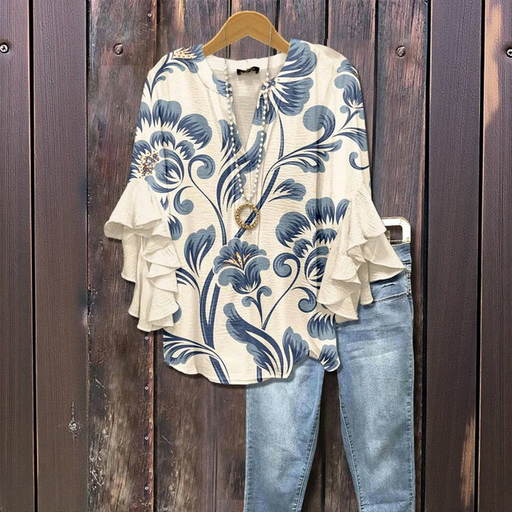 CASSANDRA – BLOOMING ELEGANCE RUFFLE BLOUSE