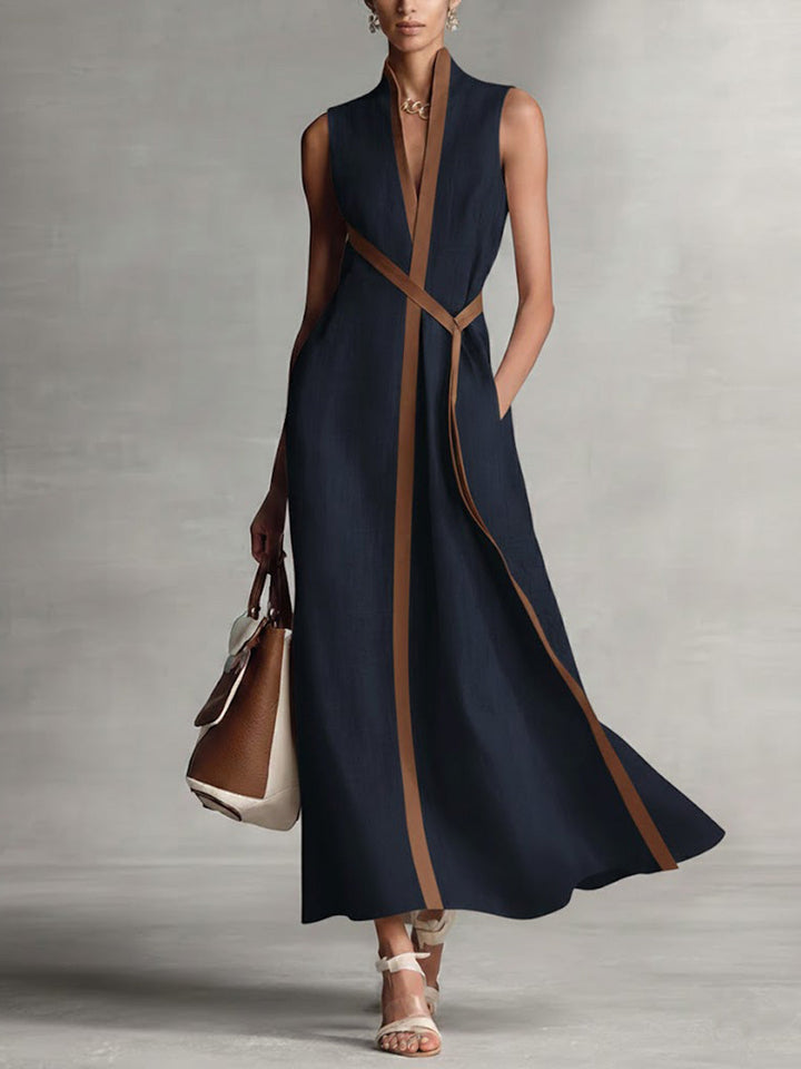 Rysella™ | Refined Linen-Blend Wrap Maxi Dress