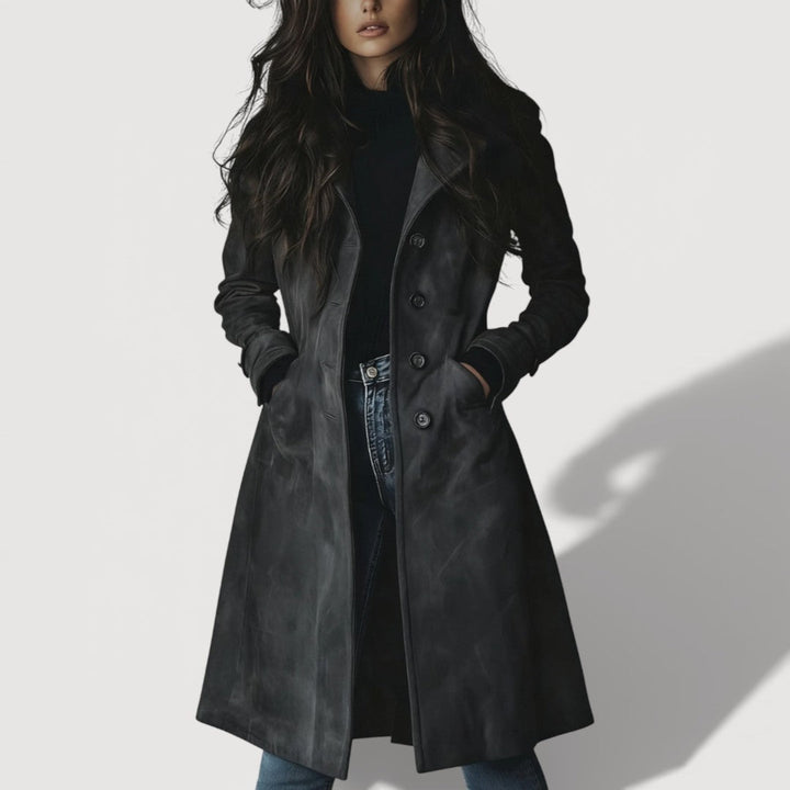 Dark Gray suede-touch trench coat