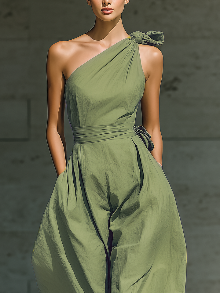 Léa – One-Shoulder Cotton-Linen Blend Relaxed Jumpsuit