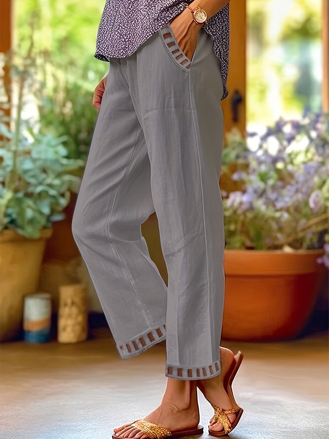 Willa™ | Cropped Contrast-Trim Pants