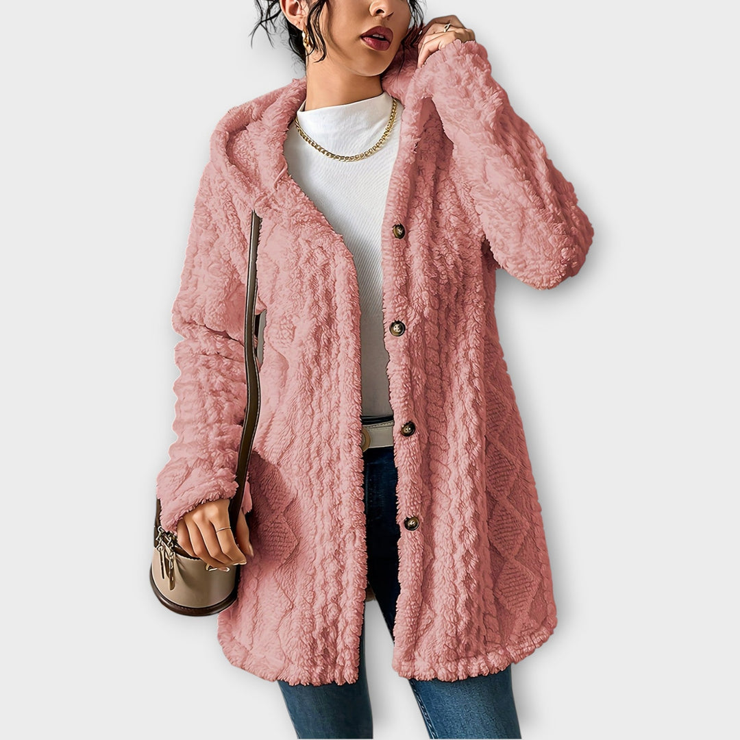 Pink textured hooded jacket