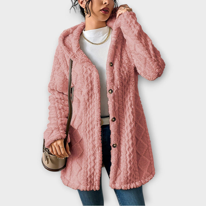 Pink textured hooded jacket