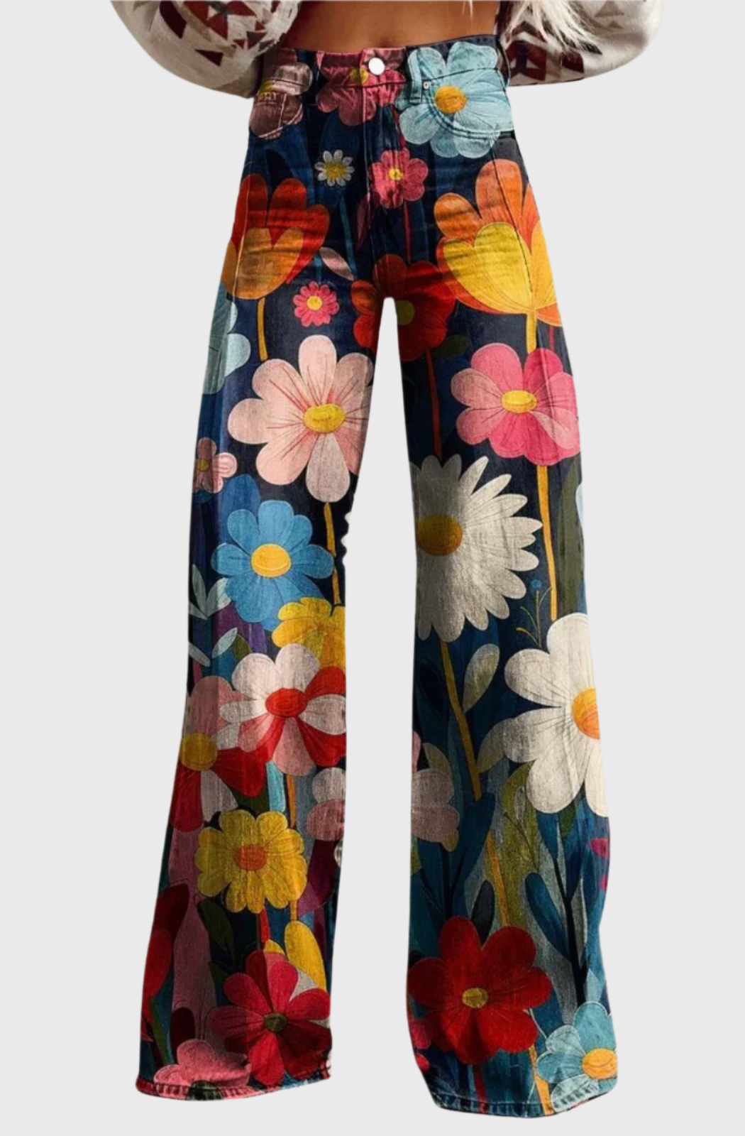 Aviana™ | Vintage Print Wide-Leg Trousers