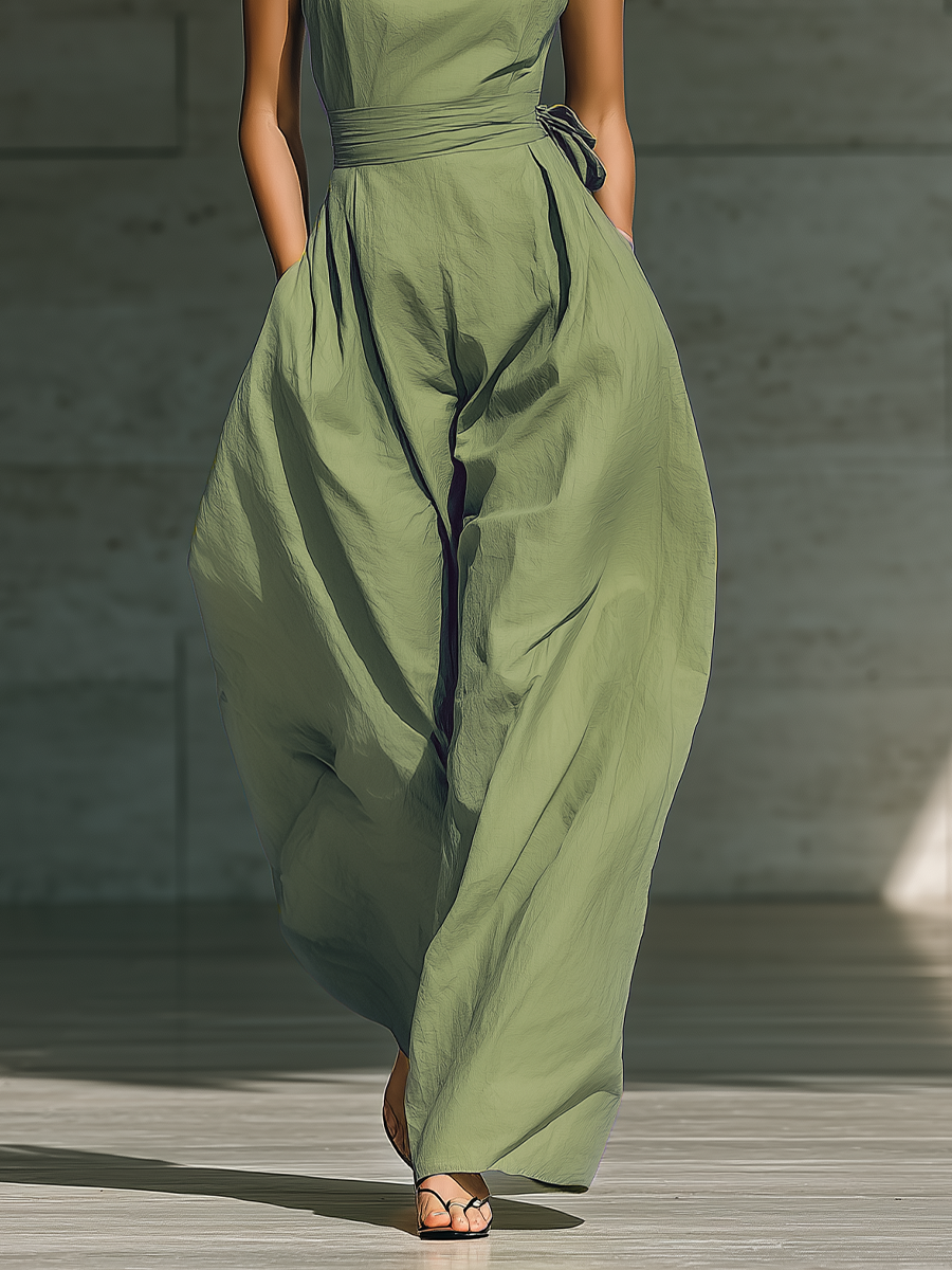 Léa – One-Shoulder Cotton-Linen Blend Relaxed Jumpsuit