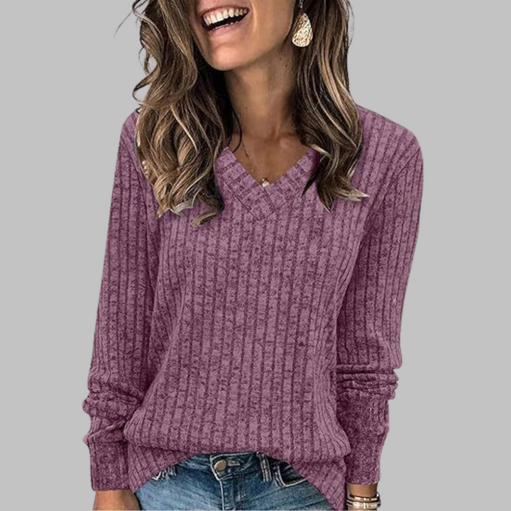 Marina™ | Comfortable long-sleeved top with V-neck