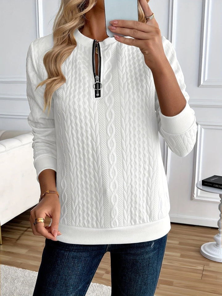 Morgan - Textured Zipper Sweatshirt – Stylish & Comfy