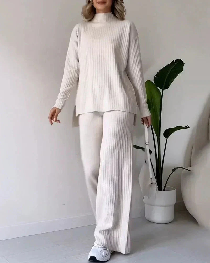 White matching sweater and pants set