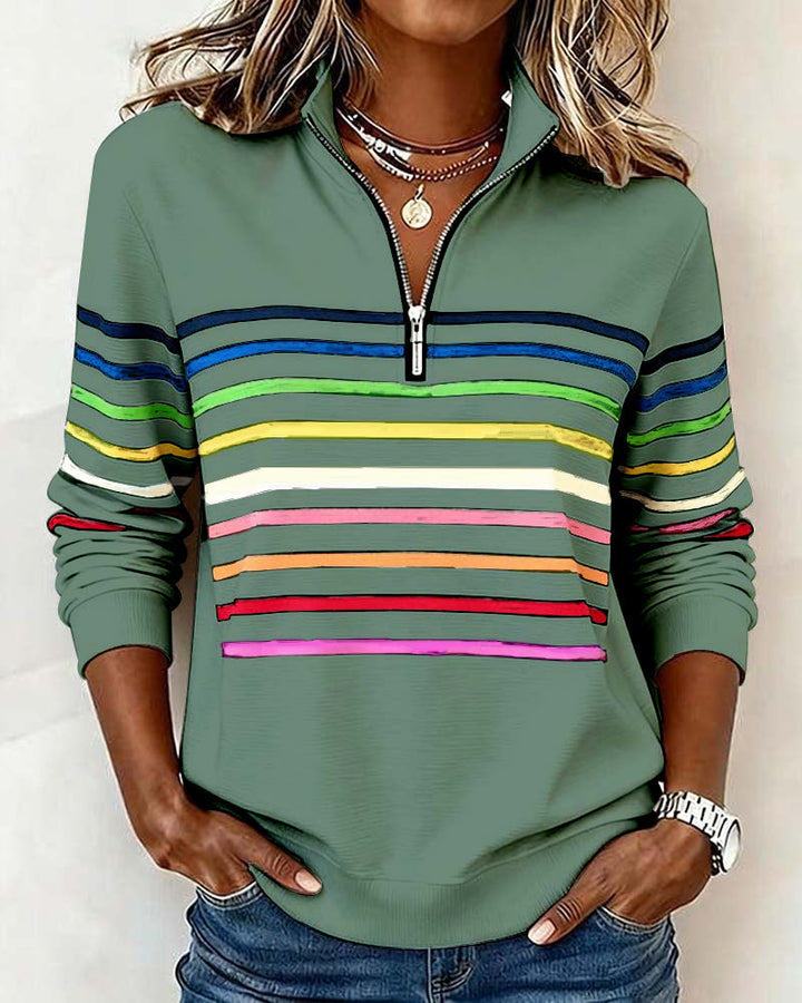 Vienna – Rainbow Striped Zip Sweatshirt