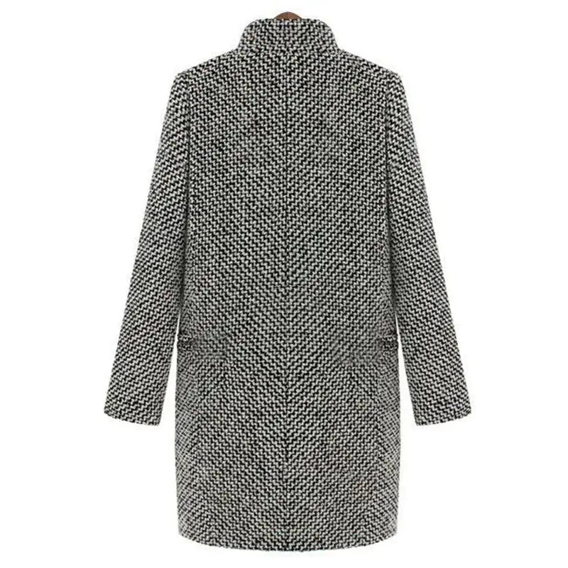 Checked winter coat styling detail