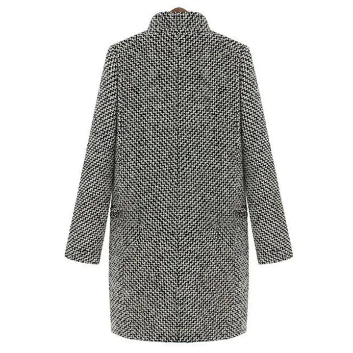 Checked winter coat styling detail