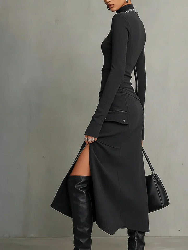 High-neck zip set front view