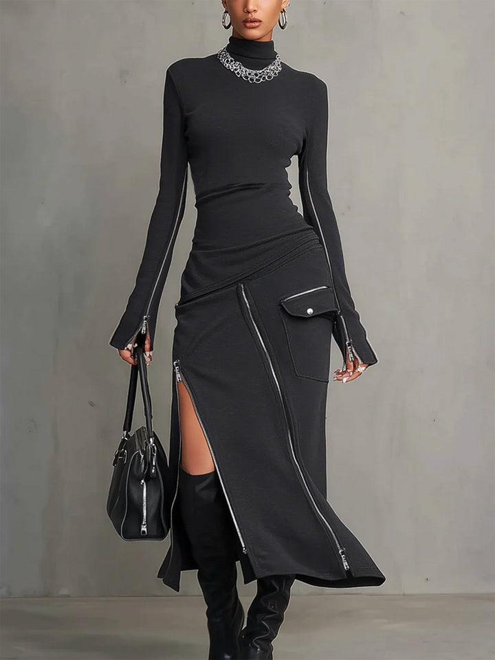 Dark Gray high-neck zip set