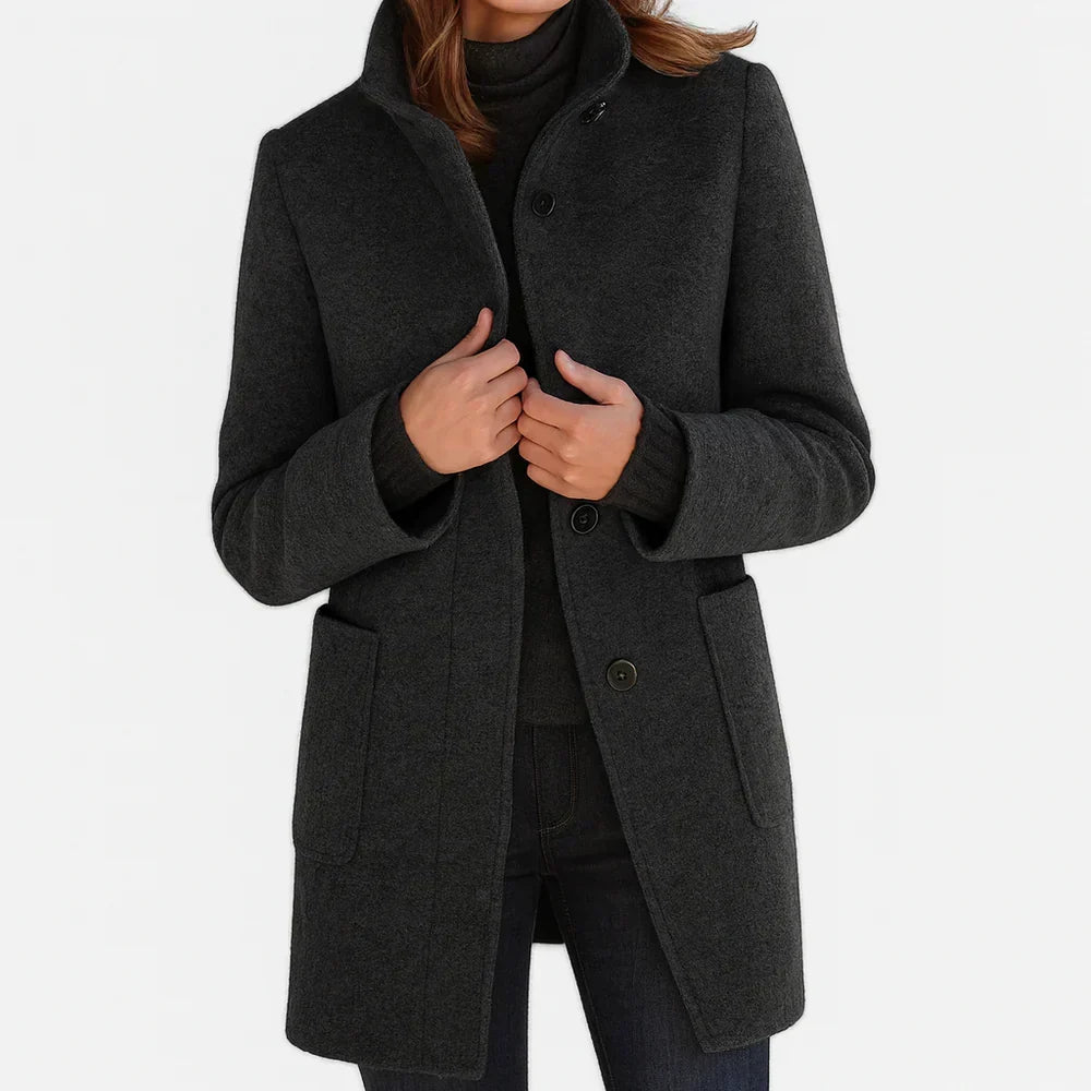 Black wool-blend coat