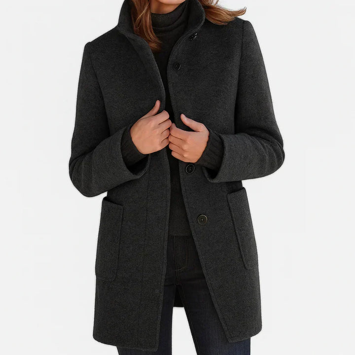 Black wool-blend coat