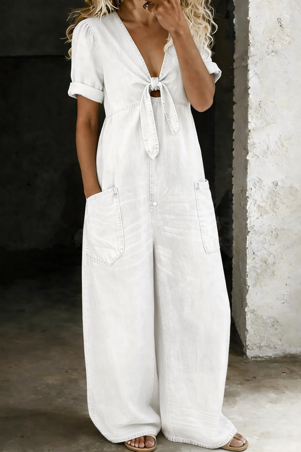Maya – V-Neck Short-Sleeve Jumpsuit