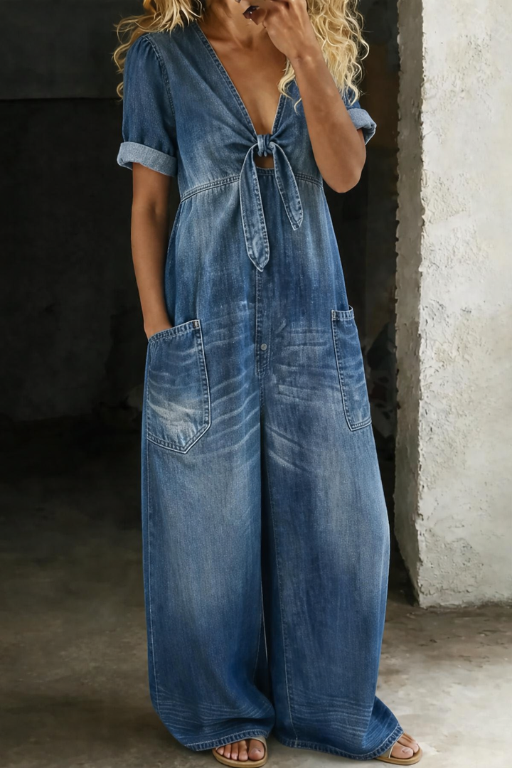 Maya – V-Neck Short-Sleeve Jumpsuit