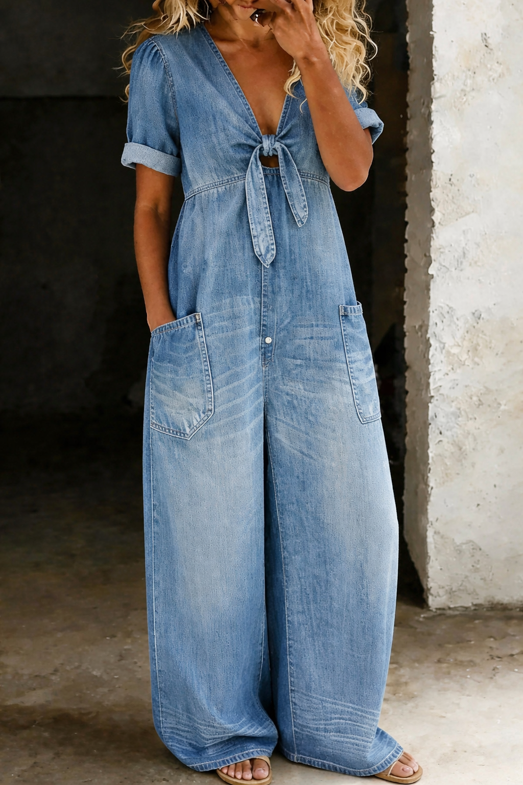 Maya – V-Neck Short-Sleeve Jumpsuit