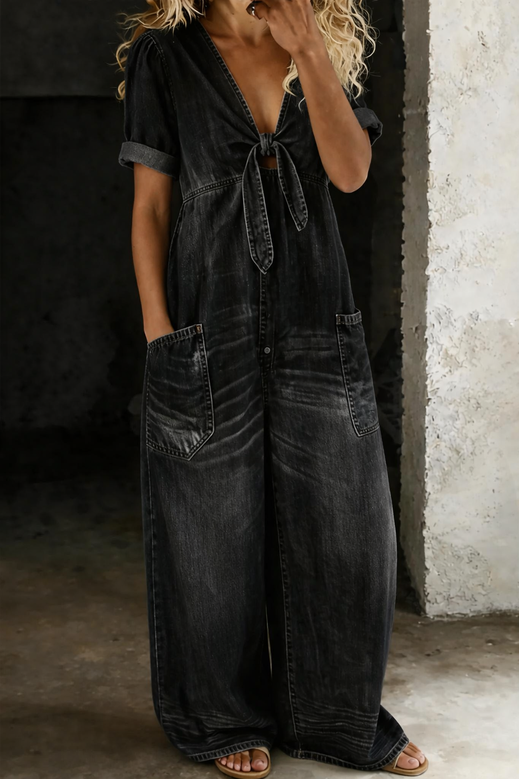 Maya – V-Neck Short-Sleeve Jumpsuit