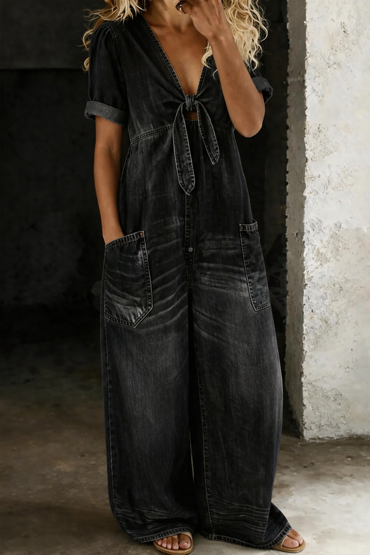 Maya – V-Neck Short-Sleeve Jumpsuit