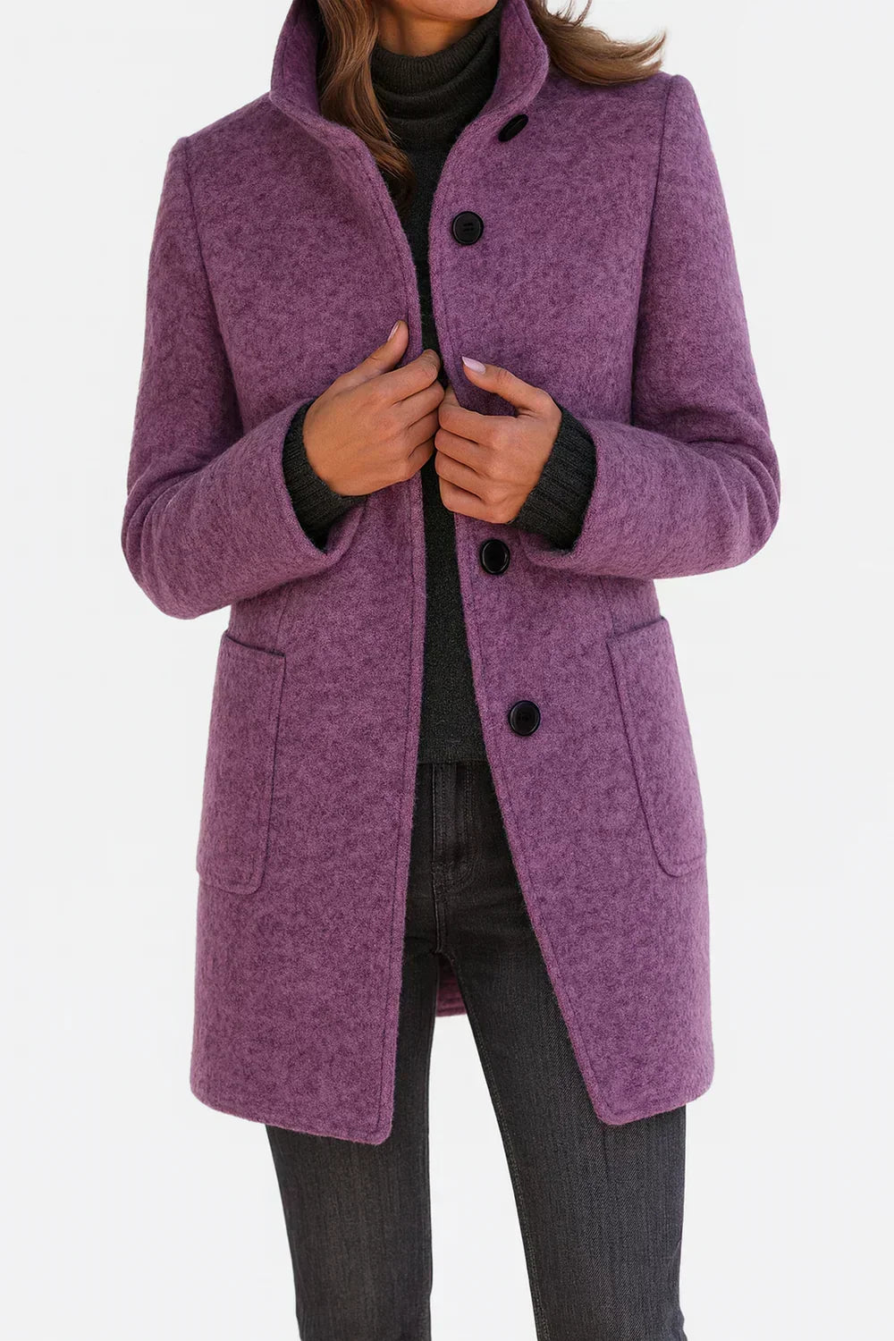 Purple wool-blend coat