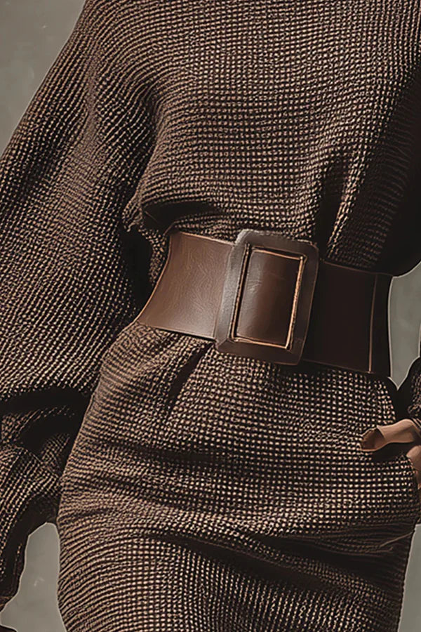 Cléa | Short Knitted Dress with Matching Belt
