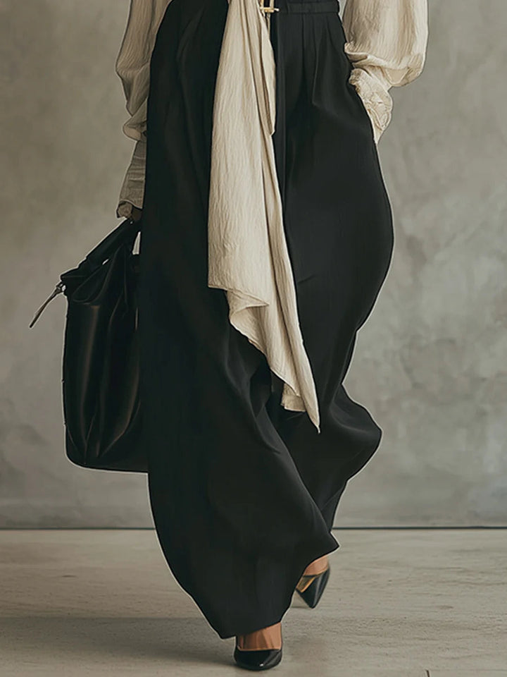 Tie-front shirt and pants set side view