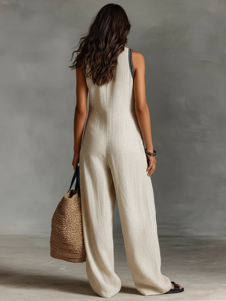 Clémence – Minimalist Sleeveless Linen Blend Jumpsuit
