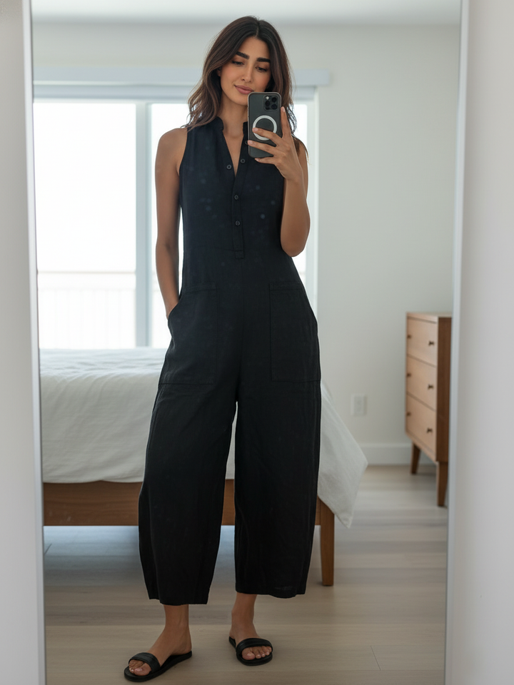 Jade – Sleeveless Linen Jumpsuit