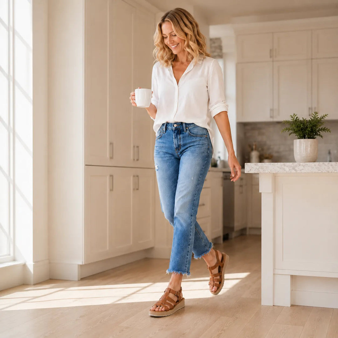 Denara™ | Stretch Distressed Cropped Jeans