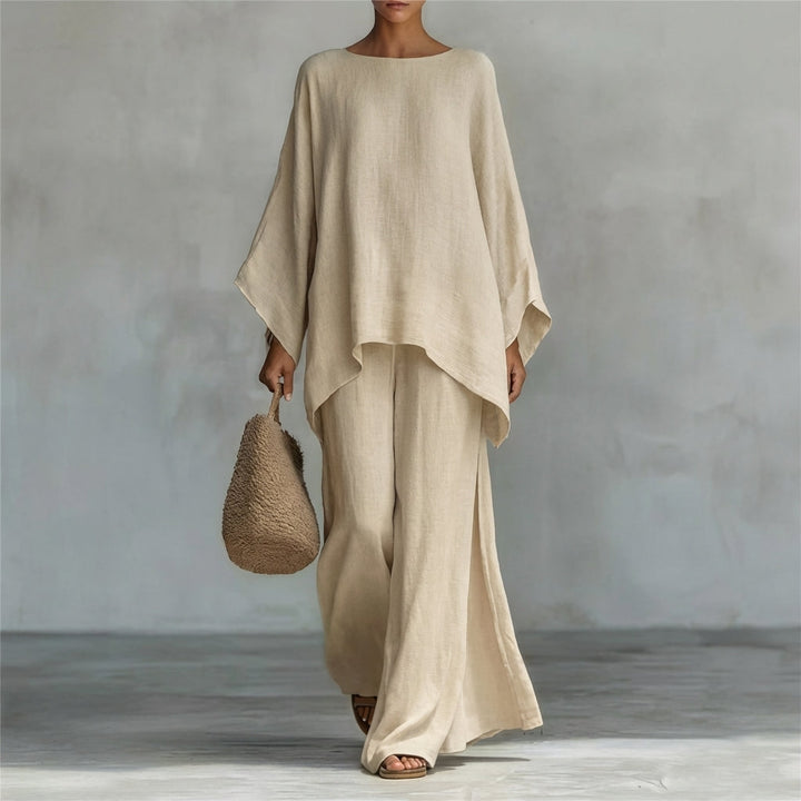 Christine – Long Sleeve 2-Piece Set with Wide-Leg Pants