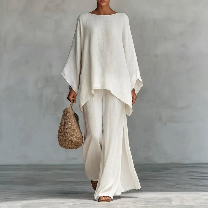 Christine – Long Sleeve 2-Piece Set with Wide-Leg Pants