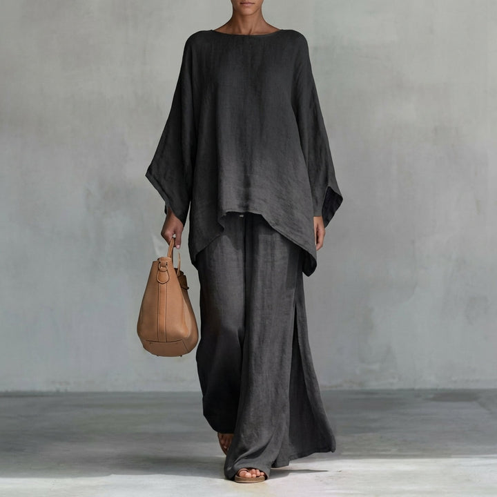 Christine – Long Sleeve 2-Piece Set with Wide-Leg Pants