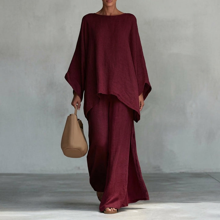 Christine – Long Sleeve 2-Piece Set with Wide-Leg Pants