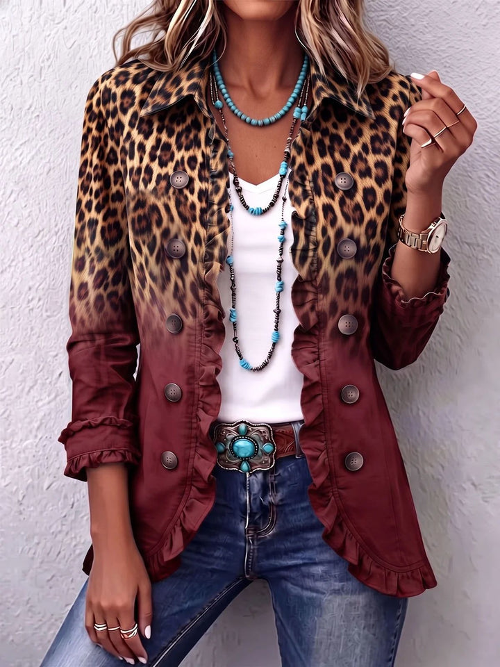Elowyn™ | Ruffled Leopard Print Jacket