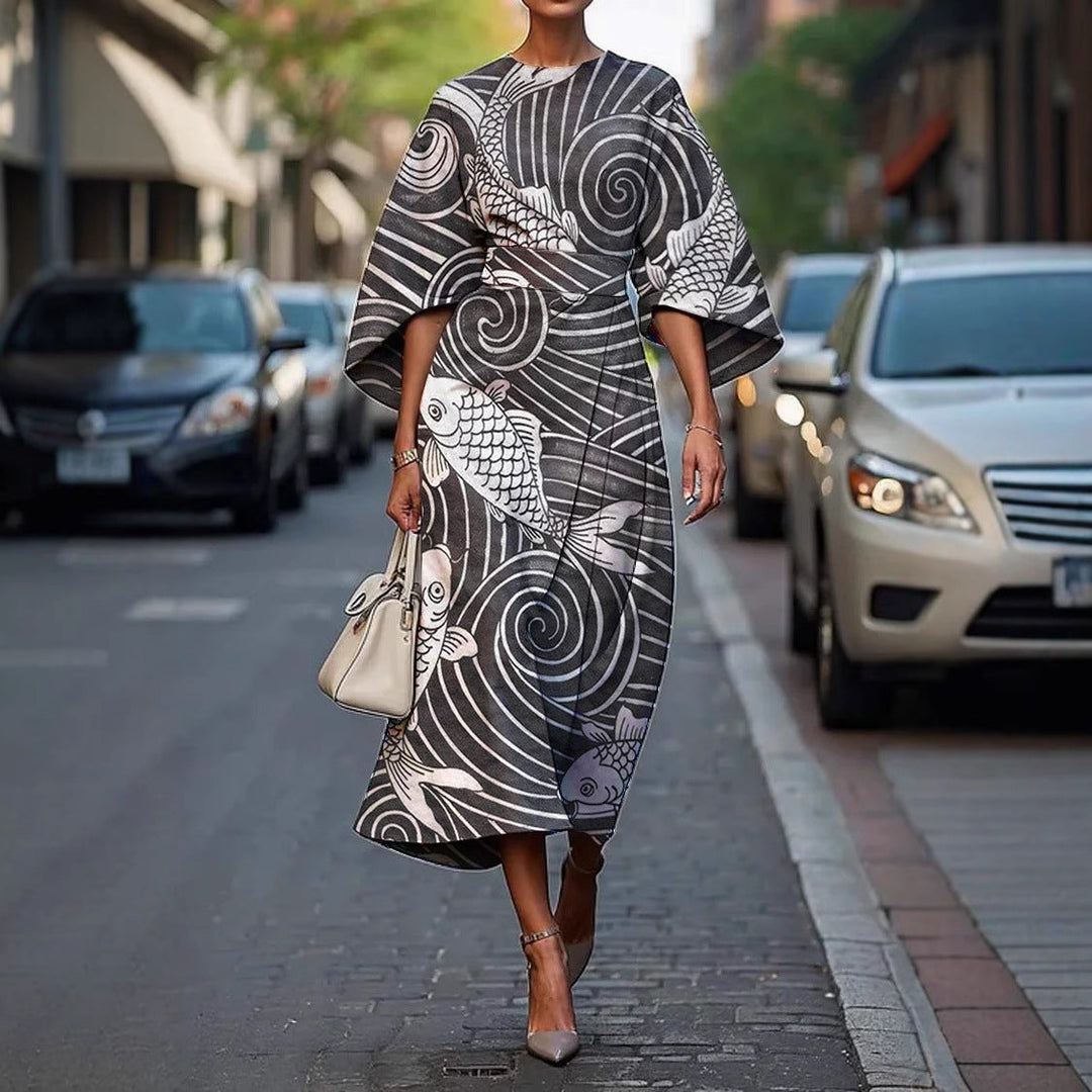 Grace™ | Elegant Round-Neck Midi Dress