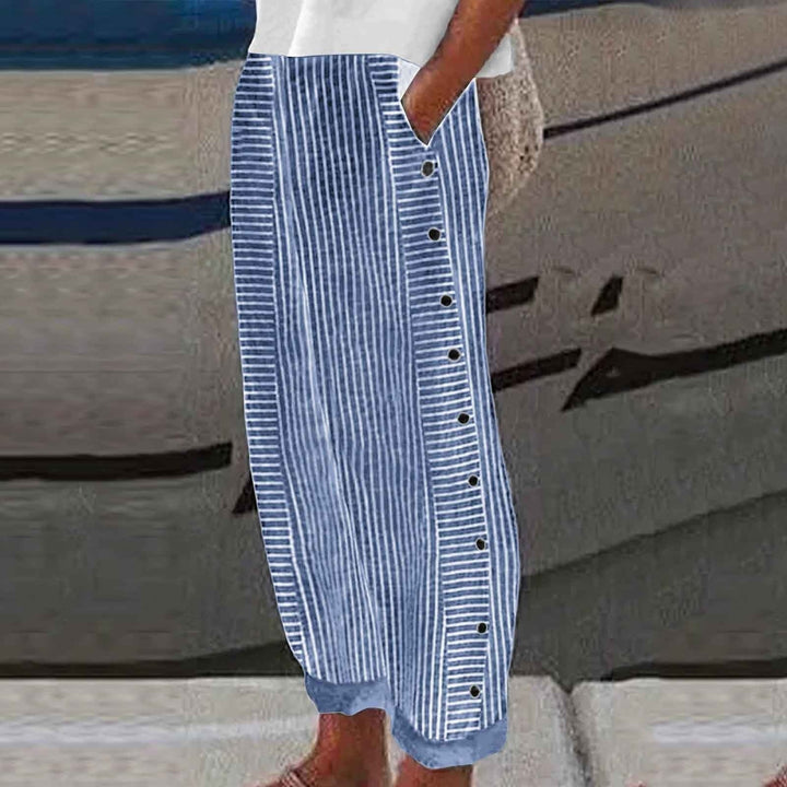 Vianne™ | Striped Button-Accent Pants