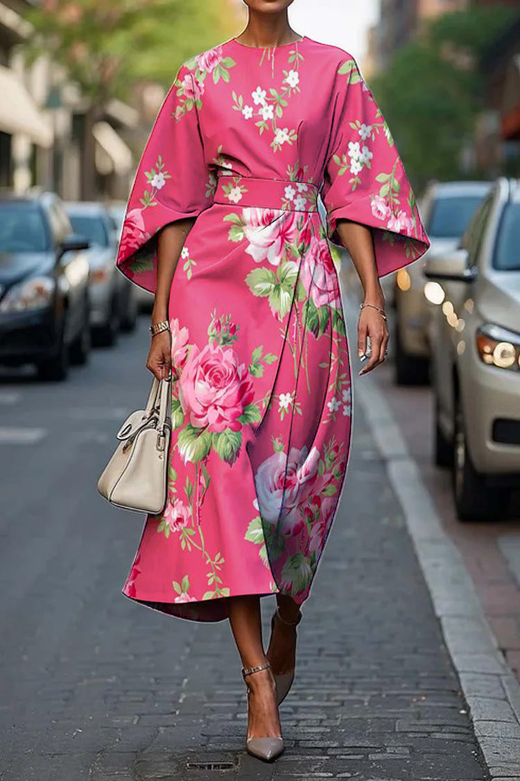 Grace™ | Elegant Round-Neck Midi Dress