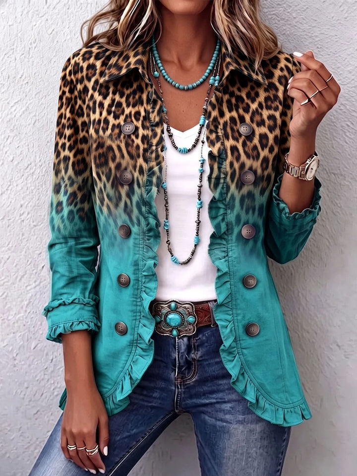 Elowyn™ | Ruffled Leopard Print Jacket